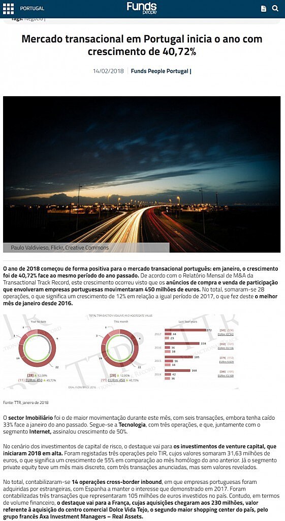 Mercado transacional em Portugal inicia o ano com crescimento de 40,72%